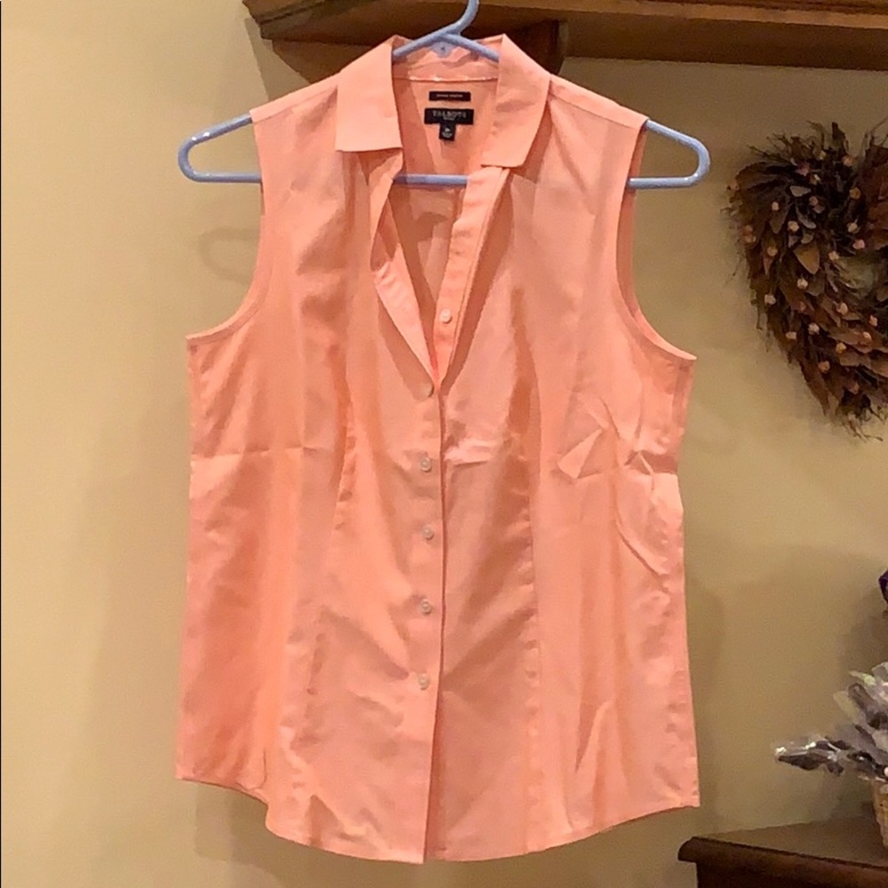 Sleeveless peach Talbots button down shirt